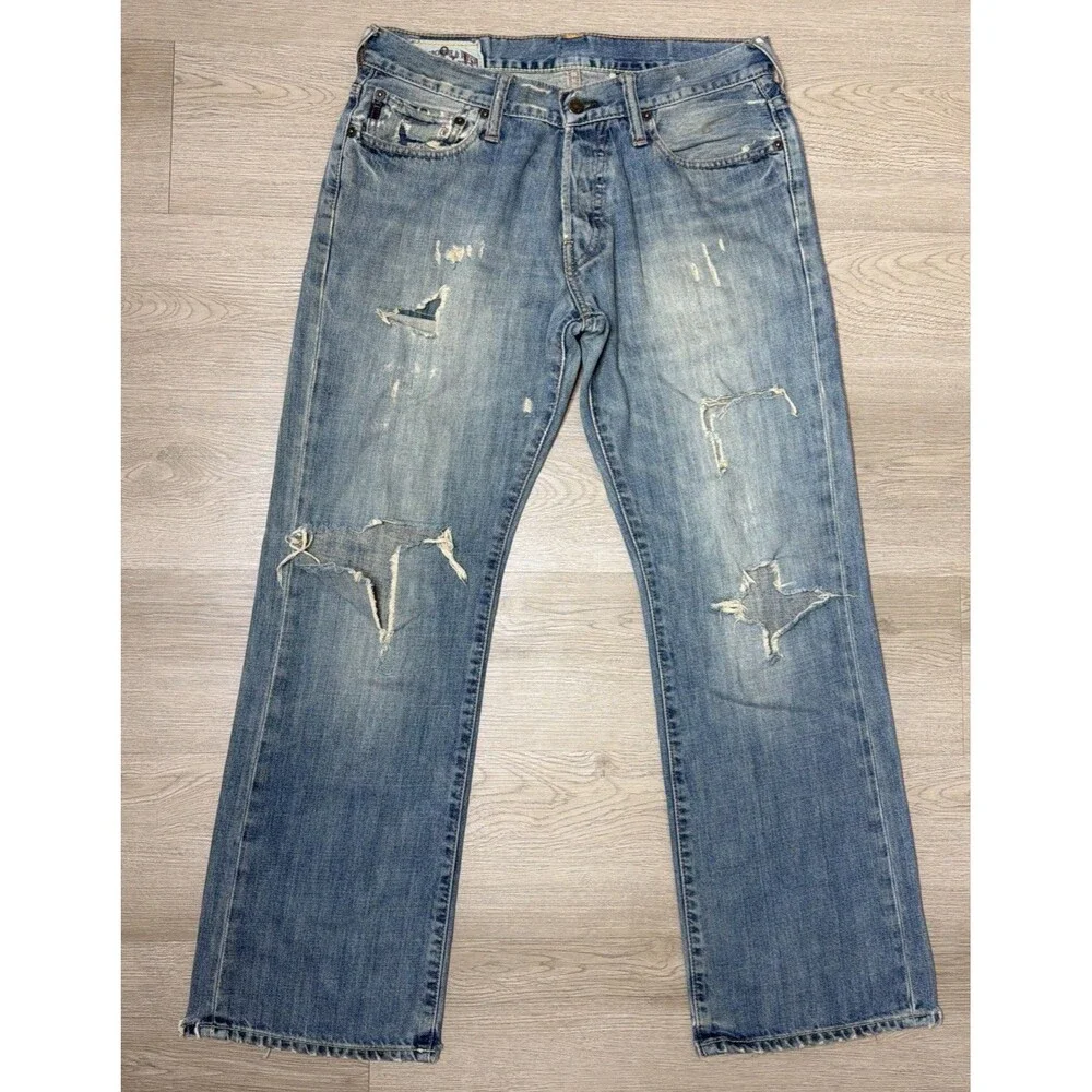 Vintage Abercrombie & Fitch Mens Jeans 30x30 Distressed Ripped Button Fly Y2K⁠